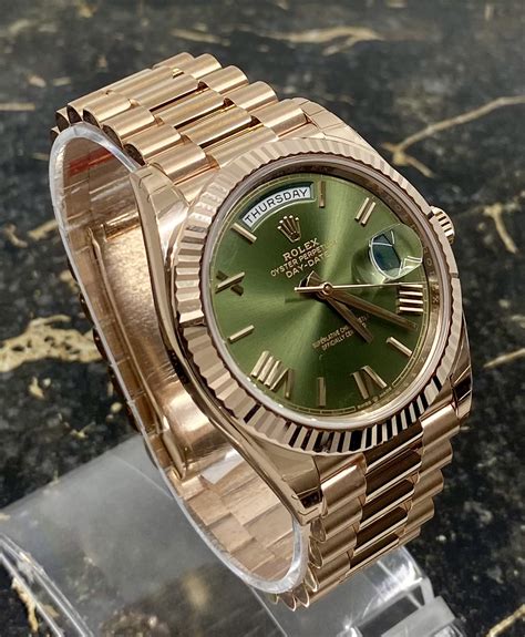 rolex day date gold green edition|rolex day date 40 prices.